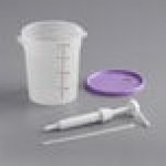 Choice Condiment Pump Kit with 1 oz. Pump and 4 Qt. Round Translucent Container with Purple Lid