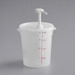 Choice Condiment Pump Kit with 1 oz. Pump and 4 Qt. Round Translucent Container with Purple Lid