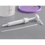 Choice Condiment Pump Kit with 1 oz. Pump and 4 Qt. Round Translucent Container with Purple Lid