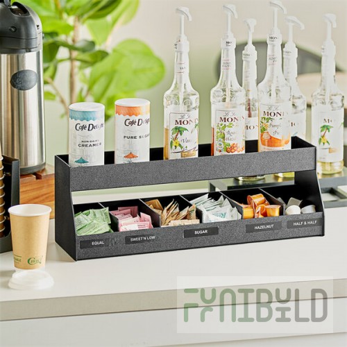 ServSense Black 6-Section Countertop Condiment Organizer - 22 3/4