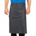 Uncommon Chef 3125 Confetti Denim Customizable Poly-Cotton West End Bistro Apron with Red Webbing and 1 Pocket - 33