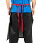 Uncommon Chef 3125 Confetti Denim Customizable Poly-Cotton West End Bistro Apron with Red Webbing and 1 Pocket - 33