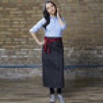 Uncommon Chef 3125 Confetti Denim Customizable Poly-Cotton West End Bistro Apron with Red Webbing and 1 Pocket - 33