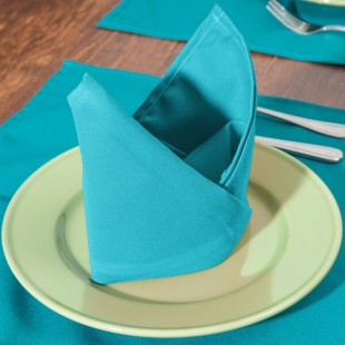 Intedge Teal 65/35 Polycotton Blend Cloth Napkins, 20