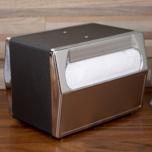 Vollrath 6516-06 Two Sided Tabletop Fullfold Napkin Dispenser with Chrome Faceplate - Black