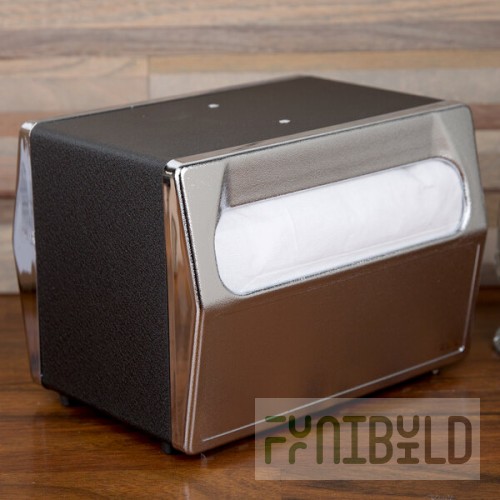 Vollrath 6516-06 Two Sided Tabletop Fullfold Napkin Dispenser with Chrome Faceplate - Black