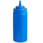 Choice 16 oz. Blue Wide Mouth Squeeze Bottle - 6/Pack