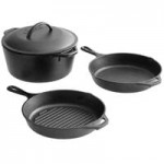 Lodge 3-Piece Pre-Seasoned Cast Iron Skillet Set - Includes 6 1/2