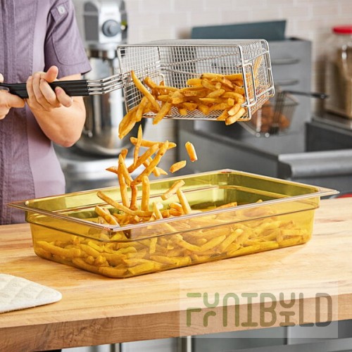 Carlisle 10401B13 StorPlus Full Size Amber High Heat Plastic Food Pan - 4