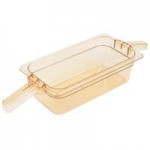 Carlisle 10401B13 StorPlus Full Size Amber High Heat Plastic Food Pan - 4 Carlisle 10401B13 StorPlus Full Size Amber High Heat Plastic Food Pan - 4