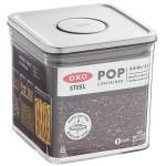 OXO Good Grips 2.8 Qt. Clear Square SAN Plastic Food Storage Container with Stainless Steel POP Lid