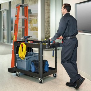 Rubbermaid® 1997208 Black Adaptable Heavy-Duty Medium Two Shelf Utility Cart - 51 1/2