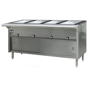 Eagle Group HT4CB-120 Spec Master Series Four Pan Open Well Electric Hot Food Table with Sliding Doors -120V