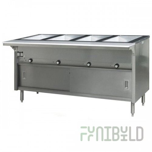 Eagle Group HT4CB-120 Spec Master Series Four Pan Open Well Electric Hot Food Table with Sliding Doors -120V