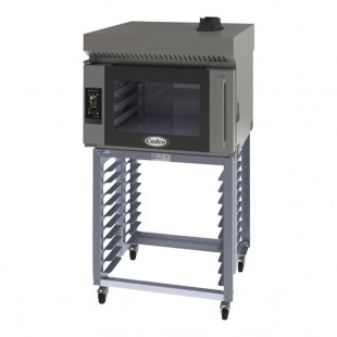 Cadco Bakerlux Station BLS-4FTR-1H 4-Shelf Full Size Heavy-Duty Digital Countertop Convection Oven with Right Side Door, Touch Control Panel, Ventless Hood, and Stand - 208-240V Cadco Bakerlux Station BLS-4FTR-1H 4-Shelf Full Size Heavy-Duty Digital Countertop Convection Oven with Right Side Door, Touch Control Panel, Ventless Hood, and Stand - 208-240V