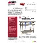 Eagle Group T2472SE-BS-HA 14 Gauge Type 304 Stainless Steel Adjustable Height ADA / Ergonomic Work Table with Backsplash and Undershelf - 24