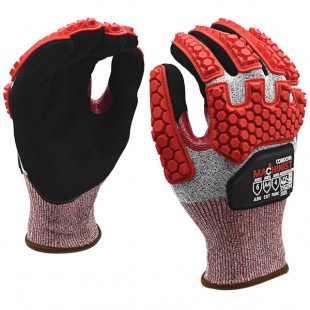 Cordova Machinist Salt and Pepper HPPE / Glass Fiber Cut Resistant Gloves with Black Sandy Nitrile Palm Coating and TPR Protectors - Extra Large Cordova Machinist Salt and Pepper HPPE / Glass Fiber Cut Resistant Gloves with Black Sandy Nitrile Palm Coating and TPR Protectors - Extra Large