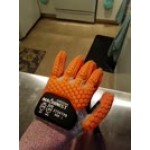 Cordova Machinist Salt and Pepper HPPE / Glass Fiber Cut Resistant Gloves with Black Sandy Nitrile Palm Coating and TPR Protectors - Extra Large