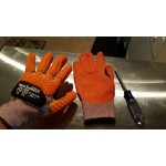 Cordova Machinist Salt and Pepper HPPE / Glass Fiber Cut Resistant Gloves with Black Sandy Nitrile Palm Coating and TPR Protectors - Extra Large