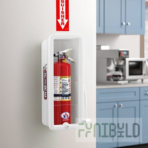 Badger Advantage ADV-10 10 lb. Dry Chemical Untagged Rechargeable Fire Extinguisher, Cato Chief White Plastic Cabinet with Hammer, and Adhesive Label