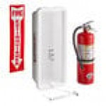 Badger Advantage ADV-10 10 lb. Dry Chemical Untagged Rechargeable Fire Extinguisher, Cato Chief White Plastic Cabinet with Hammer, and Adhesive Label