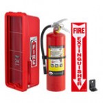 Badger Advantage ADV-10 10 lb. Dry Chemical Untagged Rechargeable Fire Extinguisher, Cato Chief White Plastic Cabinet with Hammer, and Adhesive Label