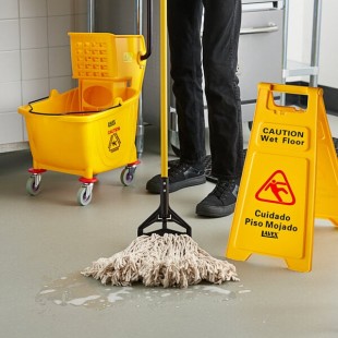 Lavex Wet Mop Kit with 35 Qt. Yellow Mop Bucket, Wet Floor Sign, Handle, and 12 Mop Heads Lavex Wet Mop Kit with 35 Qt. Yellow Mop Bucket, Wet Floor Sign, Handle, and 12 Mop Heads