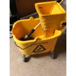 Lavex Wet Mop Kit with 35 Qt. Yellow Mop Bucket, Wet Floor Sign, Handle, and 12 Mop Heads Lavex Wet Mop Kit with 35 Qt. Yellow Mop Bucket, Wet Floor Sign, Handle, and 12 Mop Heads