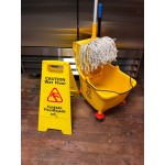 Lavex Wet Mop Kit with 35 Qt. Yellow Mop Bucket, Wet Floor Sign, Handle, and 12 Mop Heads Lavex Wet Mop Kit with 35 Qt. Yellow Mop Bucket, Wet Floor Sign, Handle, and 12 Mop Heads