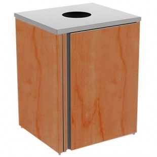 Lakeside 3410VC Rectangular Stainless Steel Waste Station with Top Access and Victorian Cherry Laminate Finish - 26 1/2