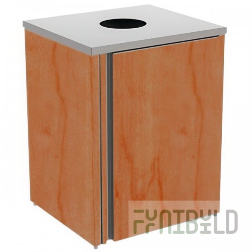 Lakeside 3410VC Rectangular Stainless Steel Waste Station with Top Access and Victorian Cherry Laminate Finish - 26 1/2