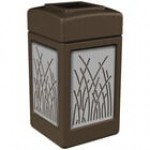 Commercial Zone 734162 42 Gallon Brown Square Trash Can with Stainless Steel Reed Panels Commercial Zone 734162 42 Gallon Brown Square Trash Can with Stainless Steel Reed Panels