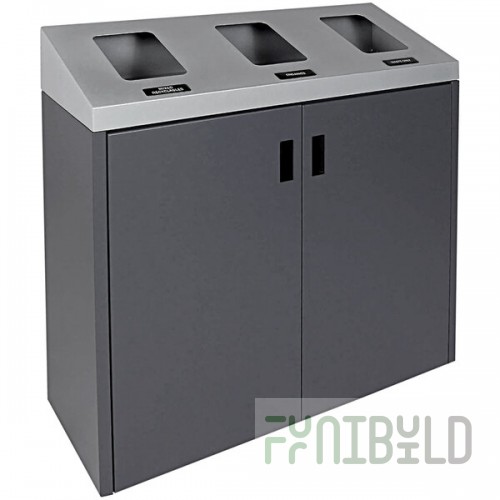 Busch Systems Summit 101501 45 Gallon Powder-Coated Steel Three Stream Decorative Recyclables / Organics / Waste Receptacle