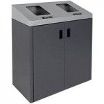 Busch Systems Summit 101501 45 Gallon Powder-Coated Steel Three Stream Decorative Recyclables / Organics / Waste Receptacle