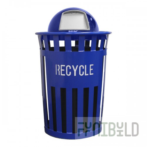 Witt Industries Oakley Eco M3601RE-DT-BL 36 Gallon Blue Outdoor Recycling Bin with Dome Top Lid