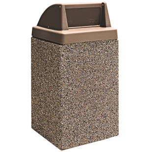 Wausau Tile TF1029 44 Gallon Concrete Square Trash Can with Steel Side Door and Plastic Push Door Lid Wausau Tile TF1029 44 Gallon Concrete Square Trash Can with Steel Side Door and Plastic Push Door Lid