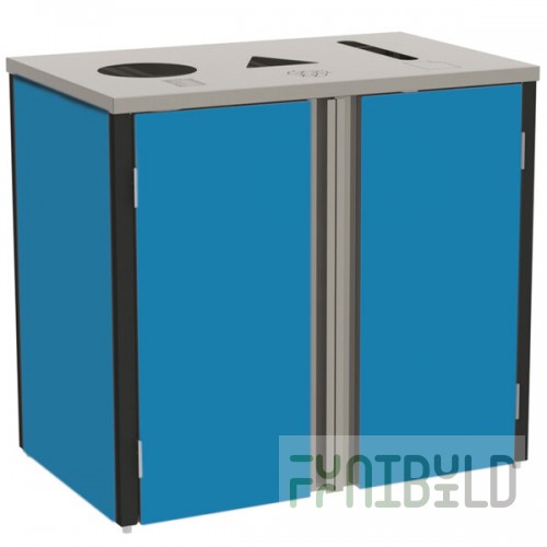 Lakeside 3415BL Stainless Steel Rectangular Refuse / Recycle / Paper Station with Top Access and Royal Blue Laminate Finish - 37 1/2