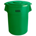 Lavex 55 Gallon Green Round Commercial Trash Can and Lid