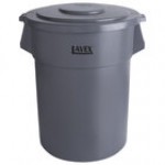 Lavex 55 Gallon Green Round Commercial Trash Can and Lid