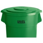 Lavex 55 Gallon Green Round Commercial Trash Can and Lid
