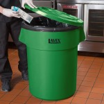 Lavex 55 Gallon Green Round Commercial Trash Can and Lid