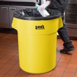 Lavex 55 Gallon Yellow Round Commercial Trash Can