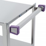 Lakeside 411A Medium-Duty Stainless Steel 3 Shelf Utility Cart with Purple Handle and Leg Bumpers - 16 3/4 Lakeside 411A Medium-Duty Stainless Steel 3 Shelf Utility Cart with Purple Handle and Leg Bumpers - 16 3/4