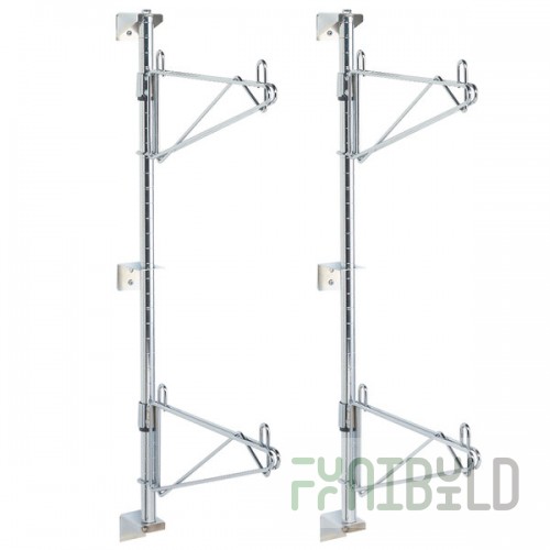 Metro SW33C Super Erecta Chrome Double Level Post-Type Wall Mount End Unit for 18