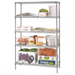 Metro 5N357C Super Erecta Chrome Wire Stationary Starter Shelving Unit - 18 Metro 5N357C Super Erecta Chrome Wire Stationary Starter Shelving Unit - 18