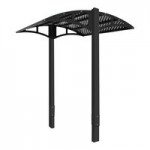 Paris Site Furnishings Shade Series 6' Jet Black Inground Mounted Park Bench with Canopy and Basket Weave Perforations 85 1/2