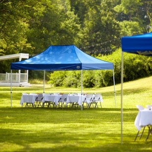 Backyard Pro Courtyard Series 10' x 15' Blue Straight Leg Regular-Duty Steel Instant Pop-Up Canopy Tent Backyard Pro Courtyard Series 10' x 15' Blue Straight Leg Regular-Duty Steel Instant Pop-Up Canopy Tent