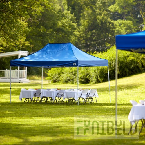 Backyard Pro Courtyard Series 10' x 15' Blue Straight Leg Regular-Duty Steel Instant Pop-Up Canopy Tent