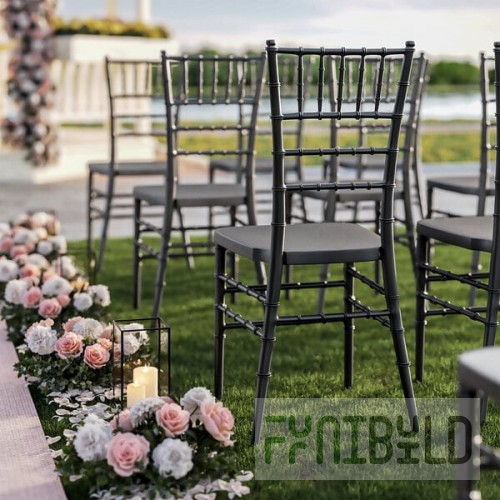 Lancaster Table & Seating Steel Reinforced Heavy-Duty Black Resin Chiavari Chair