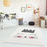 Abani Play Collection 4' x 6' Pink / Cream Contemporary Kitten Area Rug Abani Play Collection 4' x 6' Pink / Cream Contemporary Kitten Area Rug